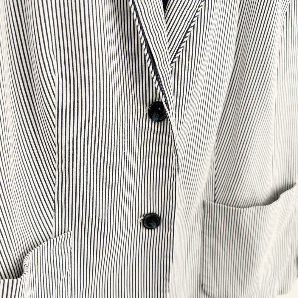 Talbots Navy White Stripe Blazer 16 Plus EUC Seersucker Nautical Coastal Career - Picture 11 of 13